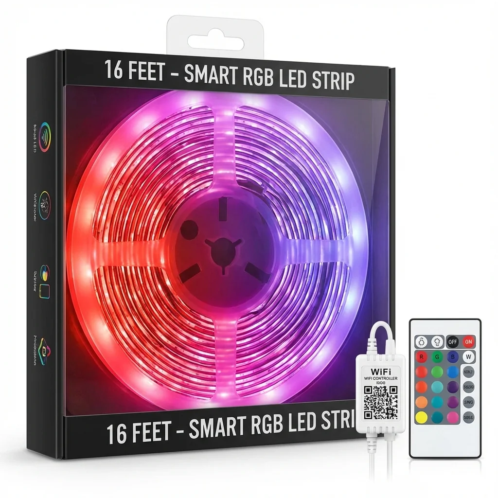 Remon RGB LED Strip Lights 16ft - Color Changing Smart WiFi